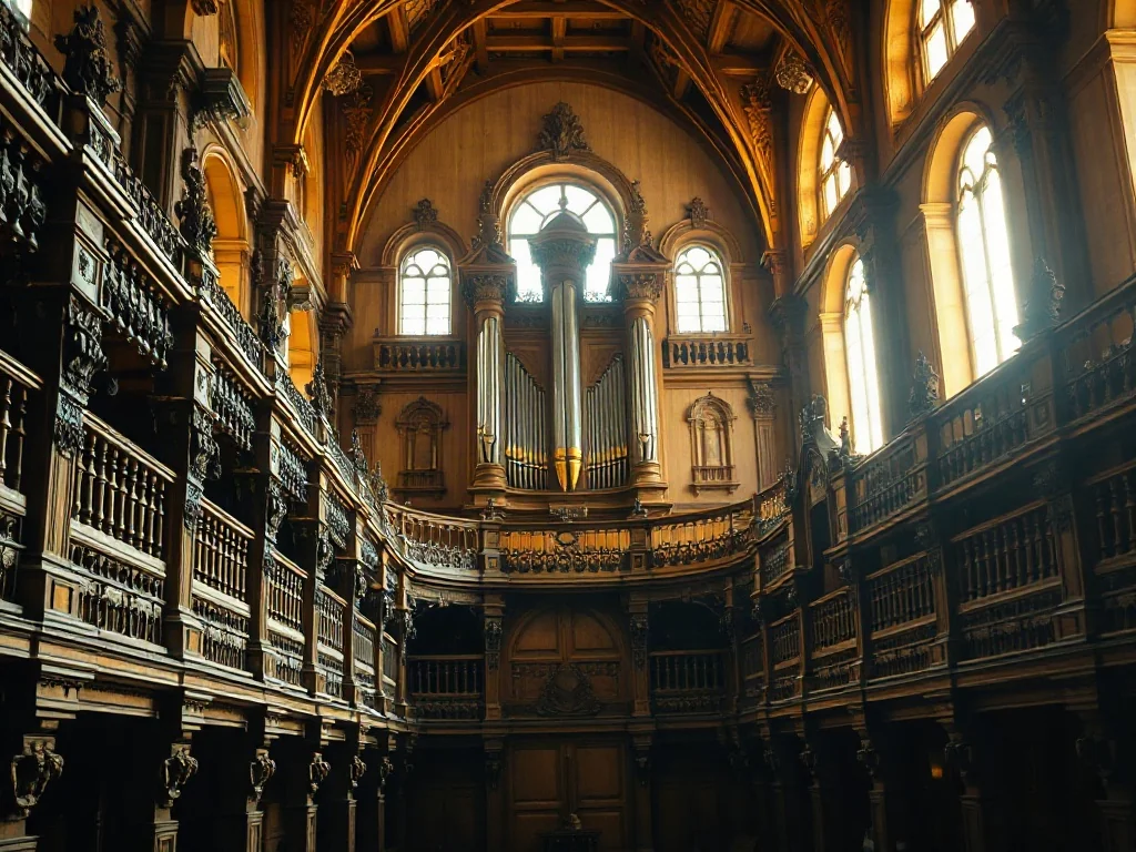 Wnętrze drewnianego Kościoła Pokoju w Jaworze z bogato zdobionymi emporami, barokowymi detalami i zabytkowymi organami.